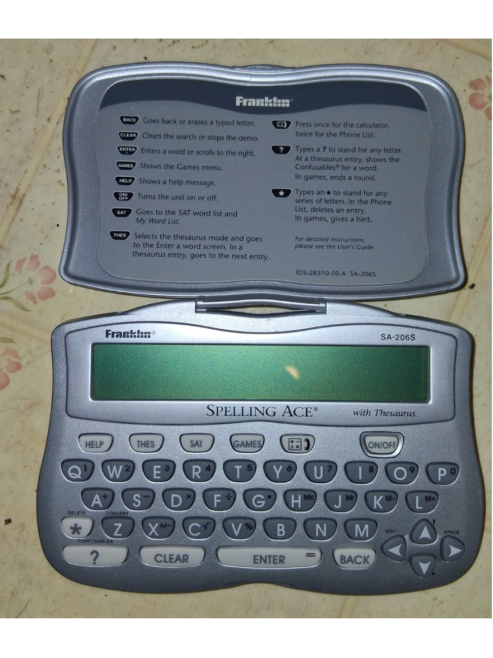 Parts Franklin Spelling Ace SA-206S Handheld English Dictionary Thesaurus, Games